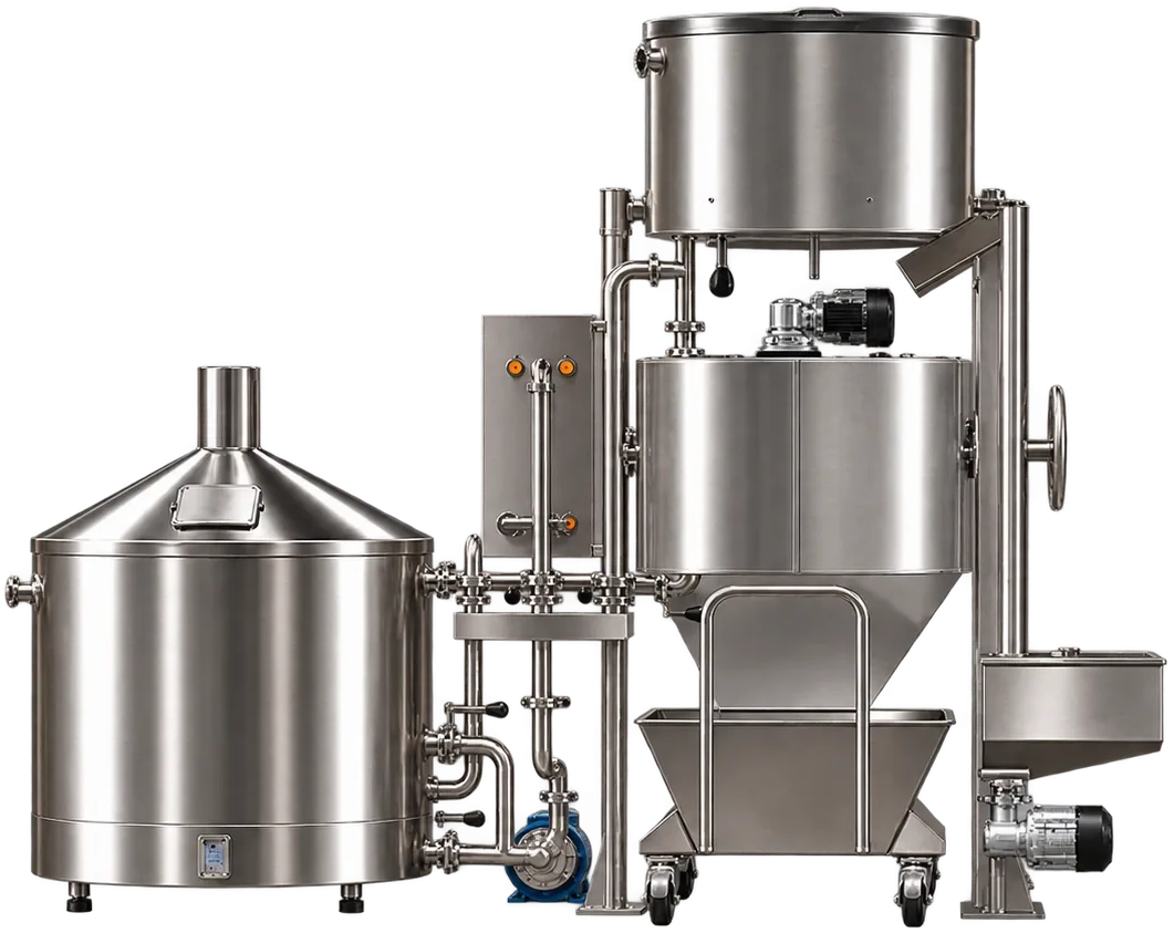 Sistema de brassagem EZbrew: tanque de mostura, fervura e moinho de malte em inox