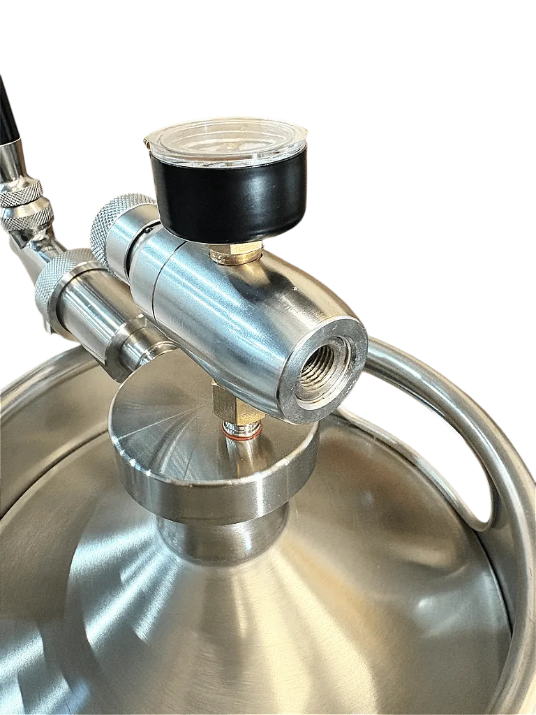 Growler (Barril) em Inox 5 Litros com Tampa, Torneira e Regulador de Pressão