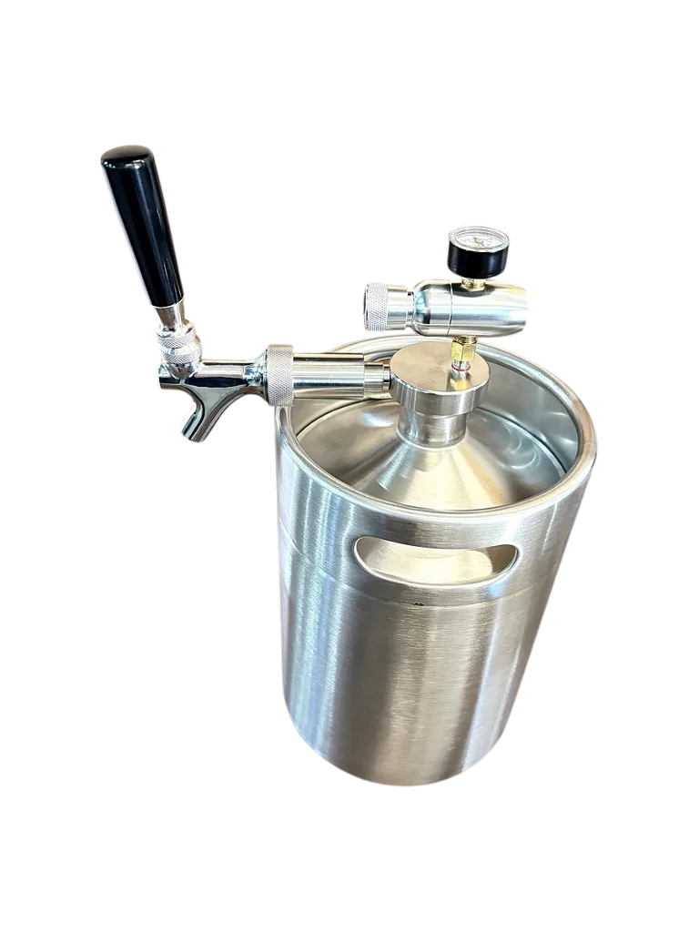 Growler (Barril) em Inox 5 Litros com Tampa, Torneira e Regulador de Pressão