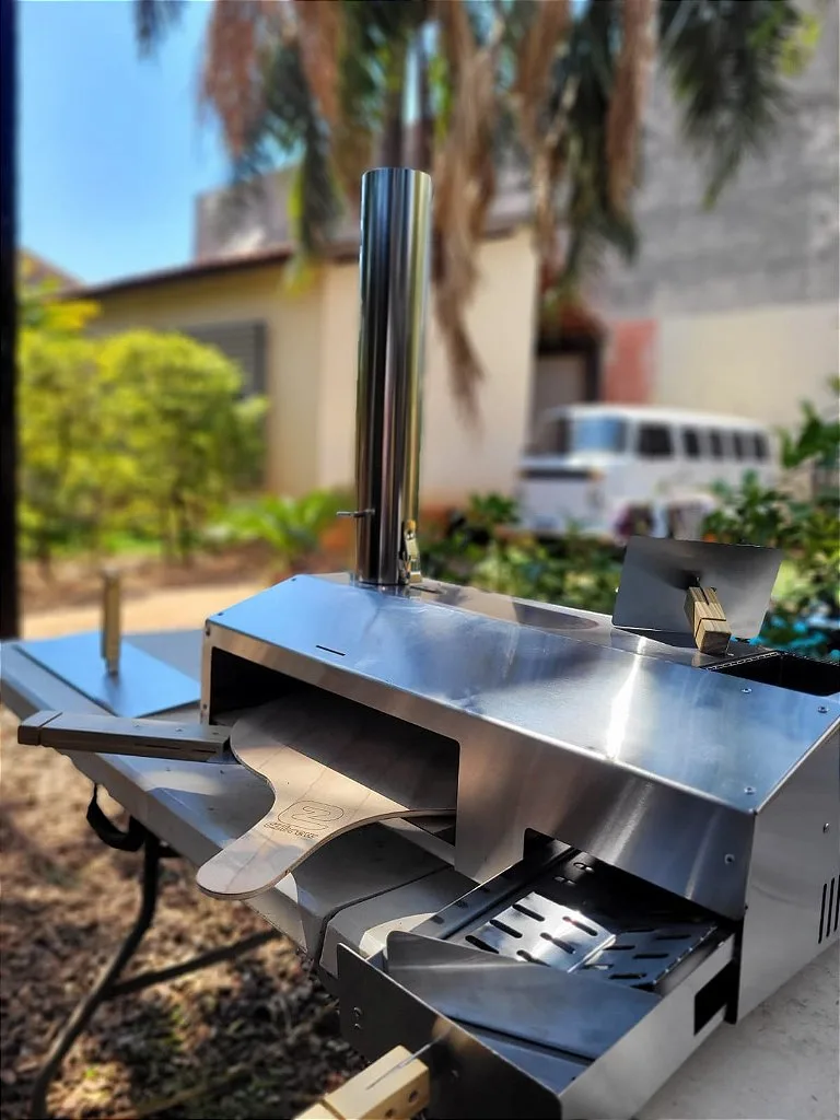 Forno de Pizza Napoletana Lenha 400 graus Pedra Refrataria 35cm e Pá de Fornear