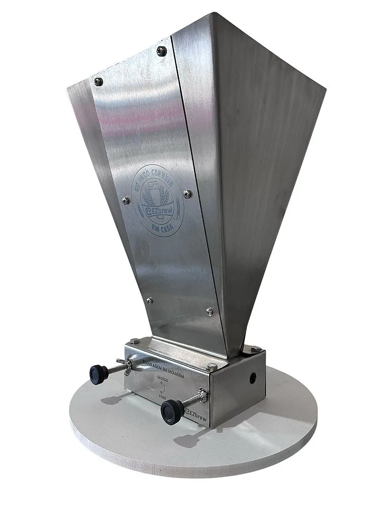 Moedor Moinho de Malte 2 Rolos Funil em Aço Inox 304 EZbrew